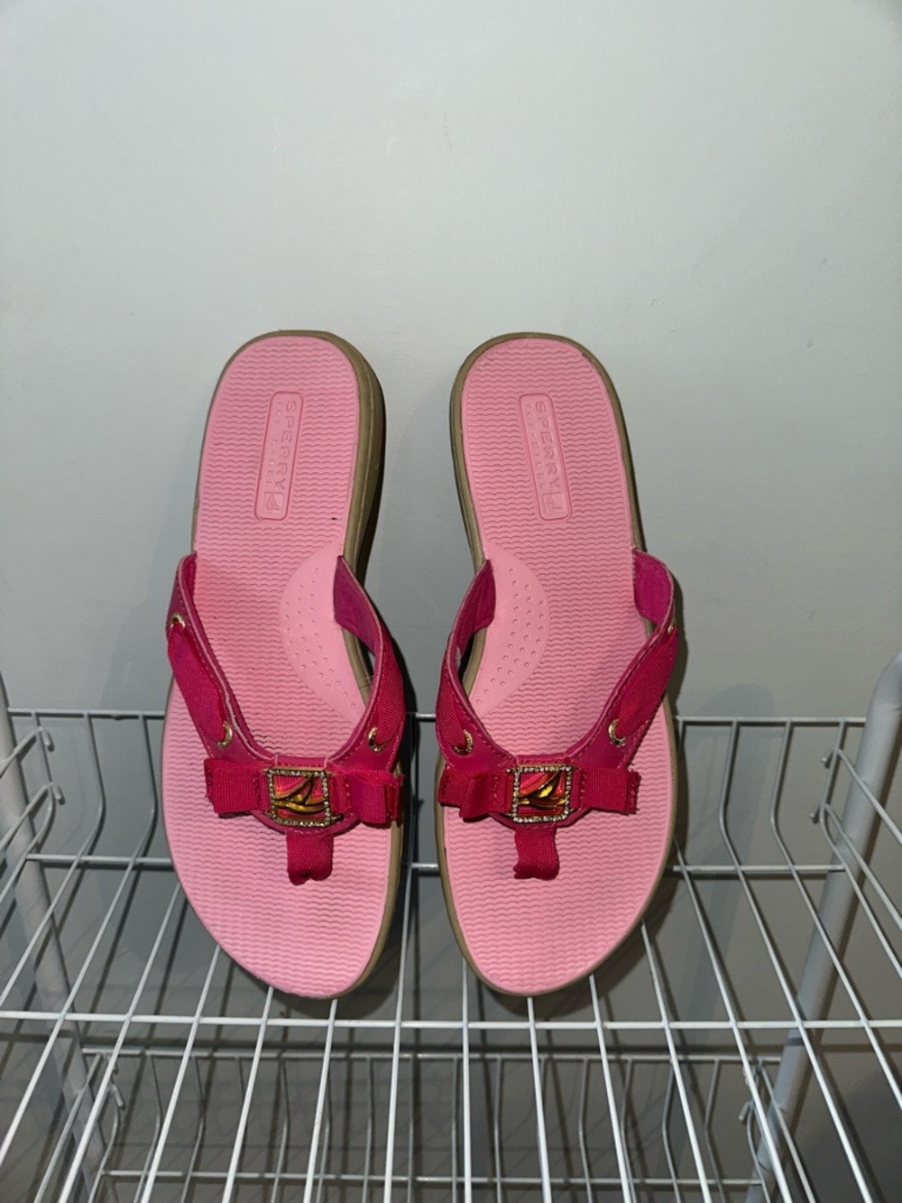 Sperry Pink Bow Thong Sandals